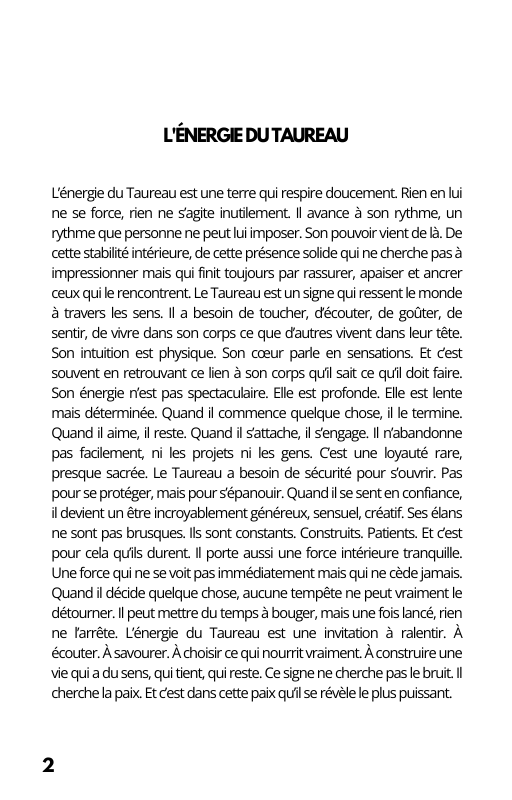 Taureau Votre Portrait Astrologique